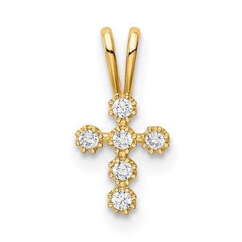 14K Tiny CZ Cross Pendant