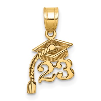 14K Graduation Cap 23 with Dangling Tassle Charm