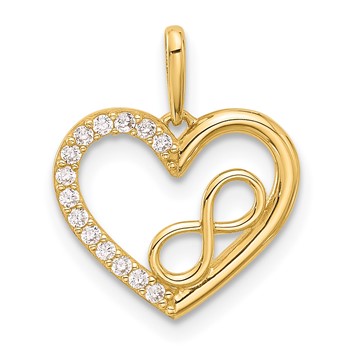 14k Polished CZ Infinity Heart Pendant