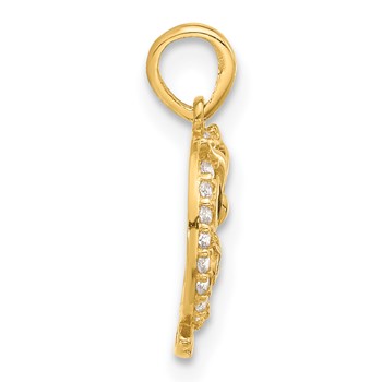 14K Polished Black and White CZ Mommy and Baby Owl Pendant — alternate view