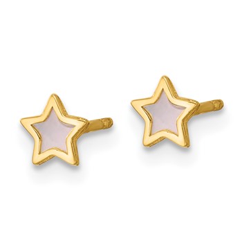 14K Polished Mother of Pearl Star Post Earrings — alternate view