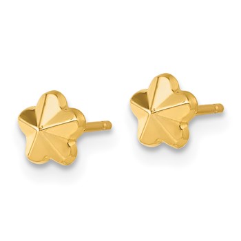14K Polished Flower Post Earrings — alternate view