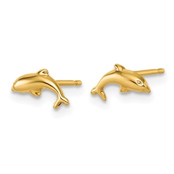 14K Polished Dolphin Post Earrings — alternate view