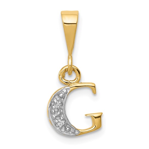 10K and Rhodium Diamond Initial G Charm