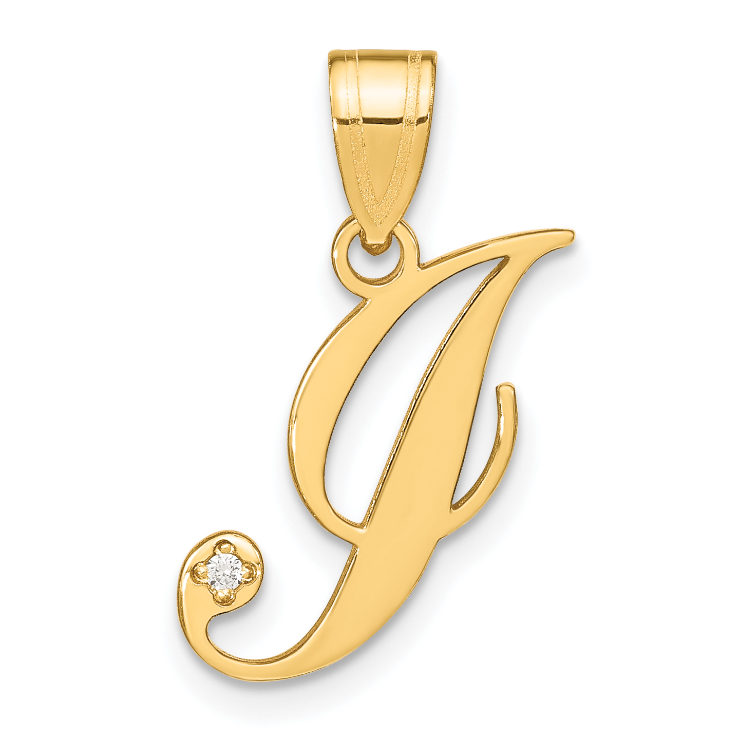 10KY Script Letter I Initial Pendant with Diamond