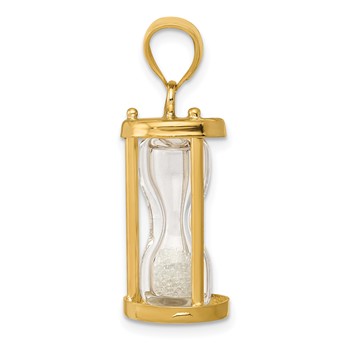 14k Polished 3-D Plastic Hourglass with Clear Beads Charm — alternate view