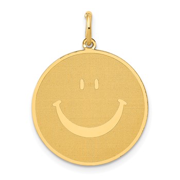 14k Solid Polished Smiley Face Pendant