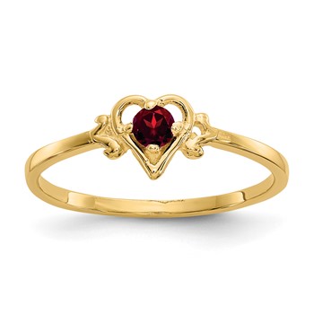 10K Garnet Birthstone Heart Ring