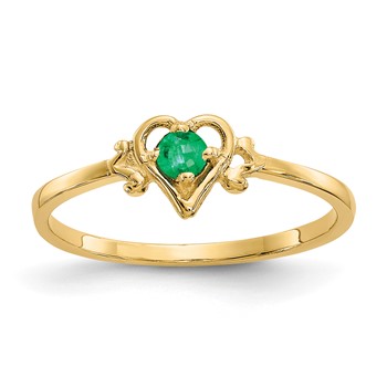 10K Emerald Birthstone Heart Ring
