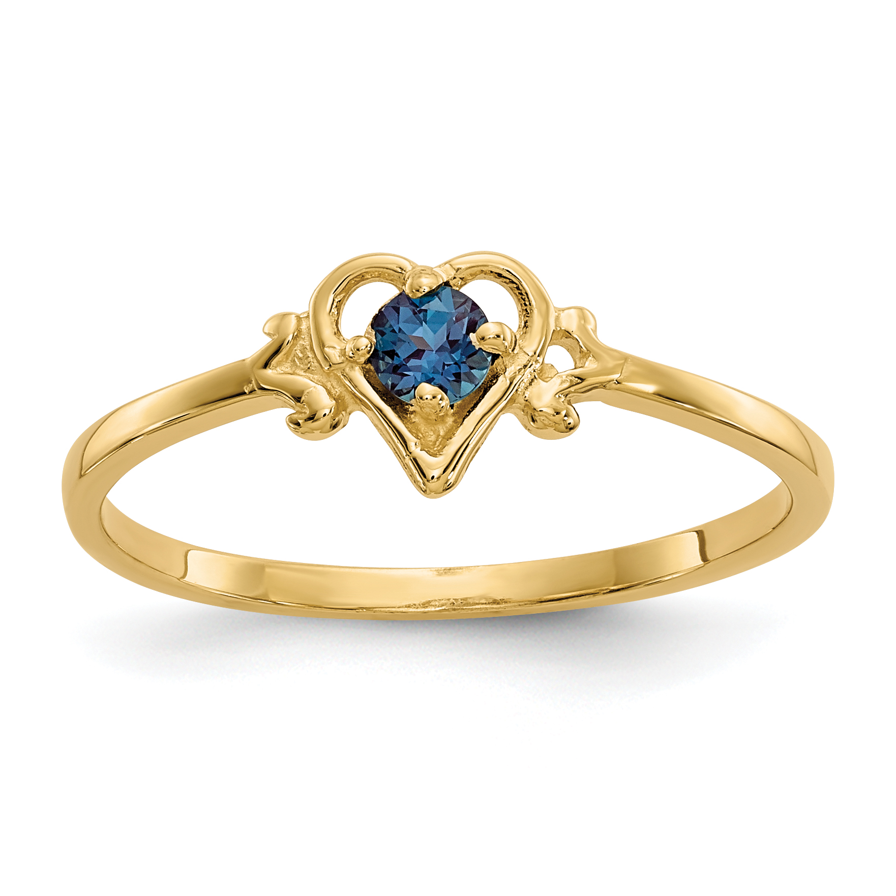 10k 3mm Round June/ Synthetic Alexandrite Birthstone Heart Size 7 Ring