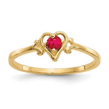 10K Ruby Birthstone Heart Ring