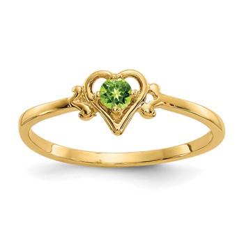 10K Peridot Birthstone Heart Ring