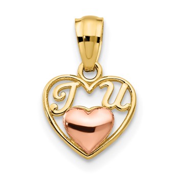14k Two-tone Mini I LOVE U Charm