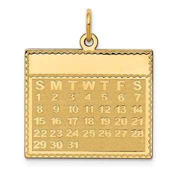 14k Sunday the First Day Engravable Calendar Pendant
