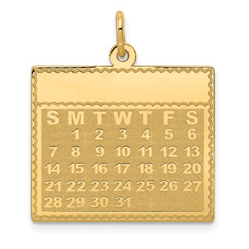 14k Monday the First Day Engravable Calendar Pendant