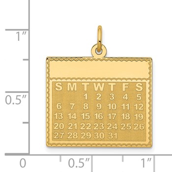 14k Tuesday the First Day Engravable Calendar Pendant — alternate view