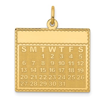 14k Tuesday the First Day Engravable Calendar Pendant
