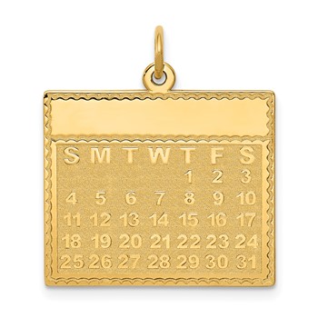 14k Thursday the First Day Engravable Calendar Pendant