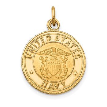 14k U.S. NAVY Insignia 17mm Disc Engravable on Reverse Pendant