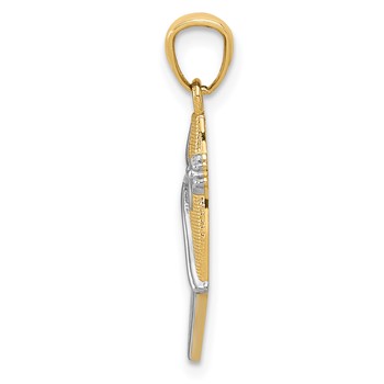 14K and White Rhodium Ballet Shoe Pendant — alternate view