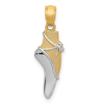 14K and White Rhodium Ballet Shoe Pendant