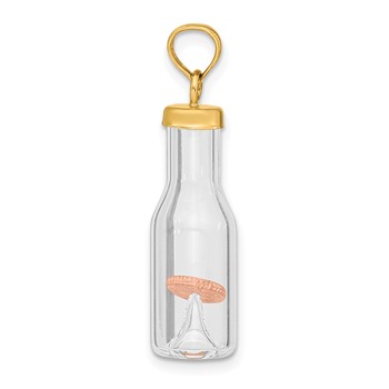 14k 3-D Mini Penny in Glass Bottle Pendant — alternate view