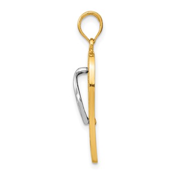 14K and White Rhodium 3-D Enameled Flowers On Green Flip Flop Pendant — alternate view