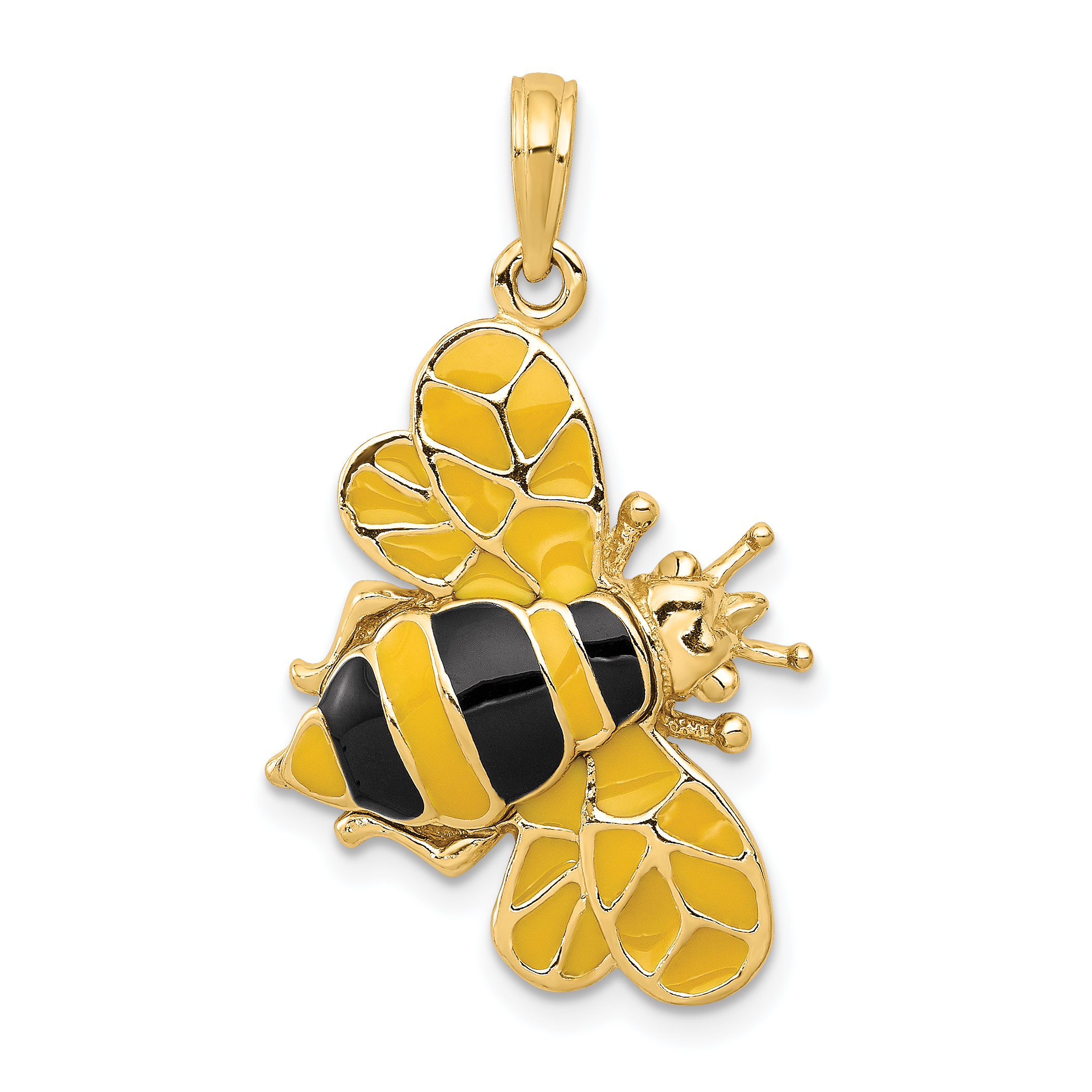 14k Yellow Gold Bee Necklace With Interlocking Circle and Hexagon  SF3051-17.5