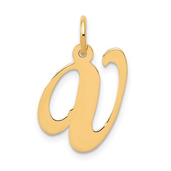 14K Medium Fancy Script Letter U Initial Charm