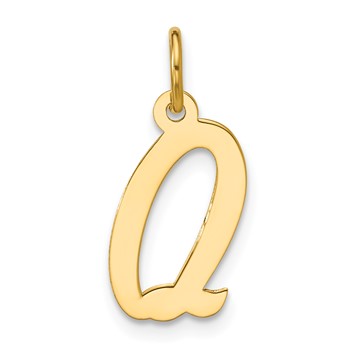 14k Medium Script Letter Q Initial Charm