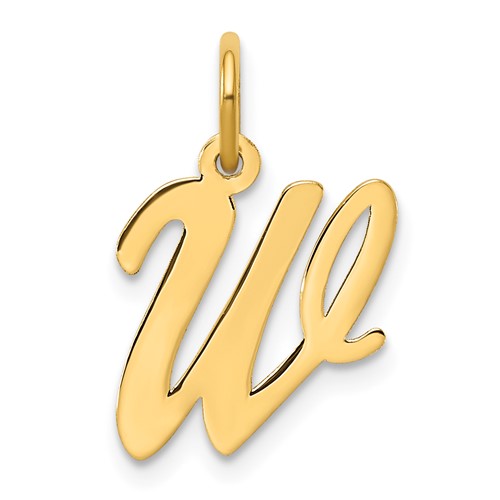 10K Medium Script Letter W Initial Charm