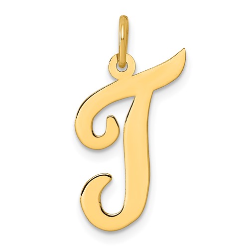 10k Large Script Letter T Initial Charm