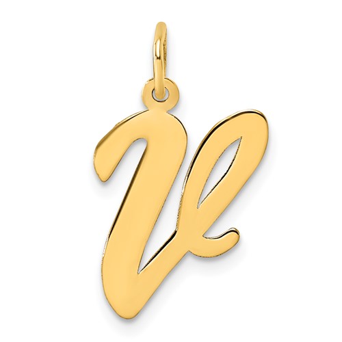 10k Large Script Letter V Initial Charm