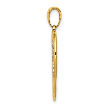 14k Enameled Hummingbird with Flowers Heart Pendant — alternate view