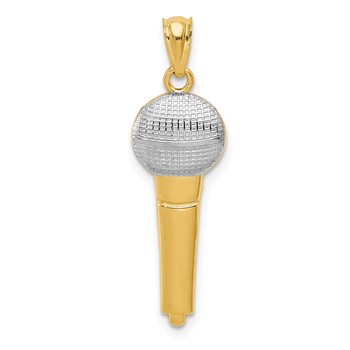 14k and White Rhodium Microphone Pendant