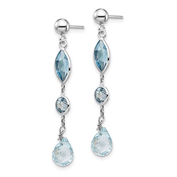 14K White Gold Blue Topaz Dangle Post Earrings — alternate view