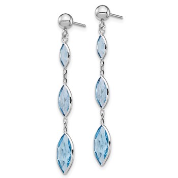 14K White Gold Marquise Blue Topaz Dangle Post Earrings — alternate view