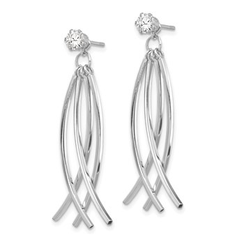 14k White Gold Curved Dangle Jackets with 4mm CZ Stud Earrings — alternate view