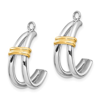 14k Two-tone J-Hoop Earring Jackets — alternate view