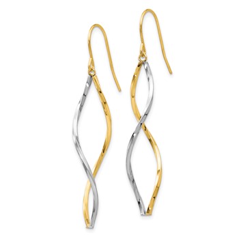 14k Two-tone Twist Dangle French Hook Earrings — alternate view