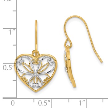 14ky & White Rhodium .01ct Diamond Heart Earrings — alternate view