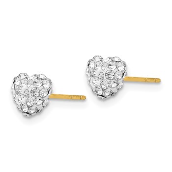 14K 6mm Clear Crystal Heart Post Stud Earrings — alternate view