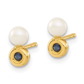 14ky Freshwater Cultured Pearl & CZ Earrings — alternate view