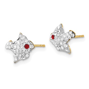 14ky Red & Clear Crystal Bird Post Earrings — alternate view
