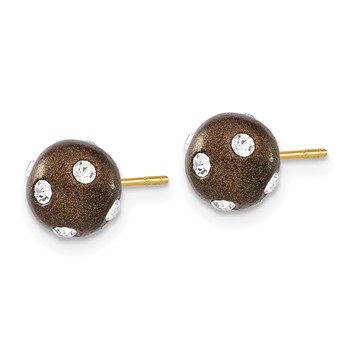 14k Crystal Brown 7.3mm Post Earrings — alternate view