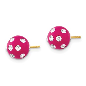 14ky Crystal Fuchsia 8mm Post Earrings — alternate view