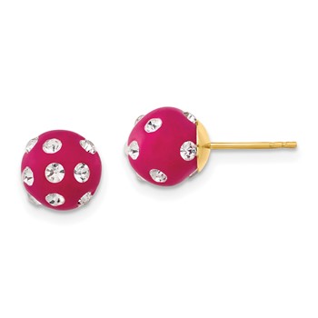 14ky Crystal Fuchsia 8mm Post Earrings