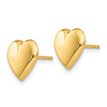 14k 10mm Polished Heart Post Earrings — alternate view