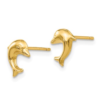 14k Small Dolphin Post Earrings — alternate view