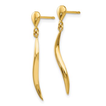 14k Polished Wavy Dangle Post Earrings — alternate view